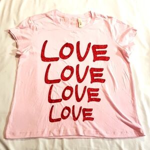 Victoria's Secret woman's size Small pink "LOVE"  shirt sleeve shirt, New